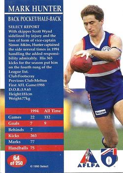 1995 Select AFL #64 Mark Hunter Back